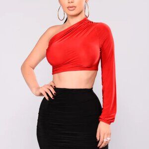 NWOT One Shoulder Top - Red